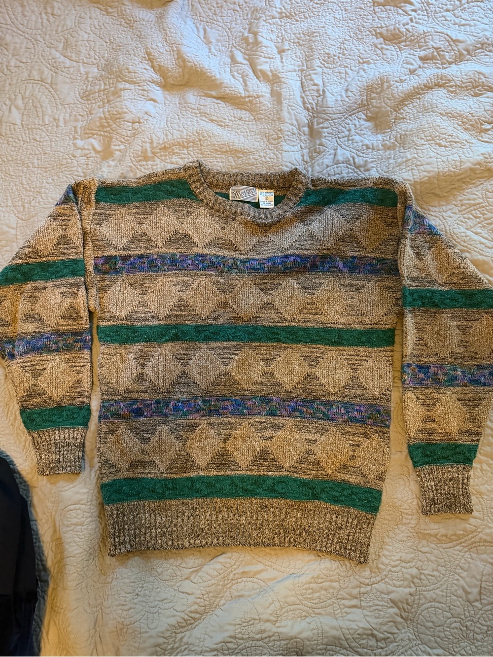Vintage Patterned Crewneck Sweater